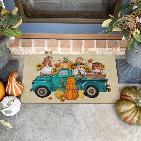 Pumpkin Door Mat Thanksgiving Day & Non Slip Rubber Mat 17" x 30” NWT - Picture 6 of 6